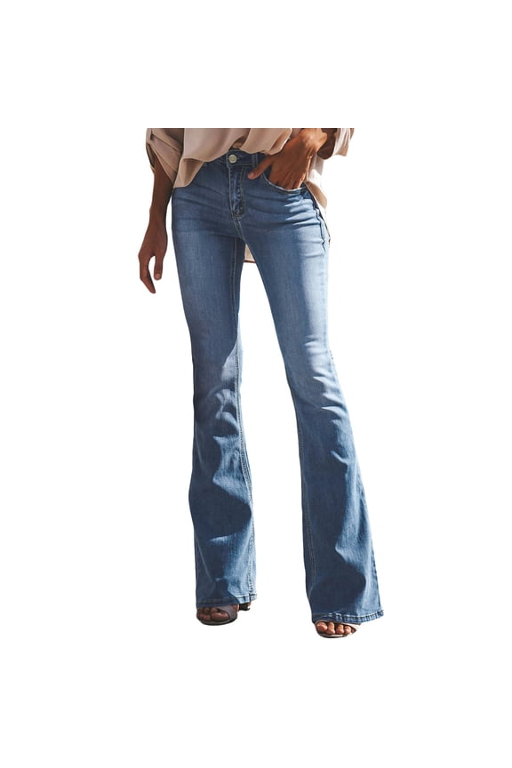 Womens Flare Jeans Women's Bootcut Bell Bottom Jeans Crossover High Waisted Stretch Bell Bottoms Jeans Flare Leggings with Pockets Trendy Yoga Pants