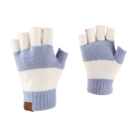 YAYUBA Womens Gloves,Winter Thermal Fingerless Mittens for Outdoor Activities Cold Weather Knitted Half Finger Design Warm Touchscreen Compatible Gloves,Light Blue