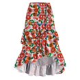 thumbnail image 1 of YAYUBA Womens Layered Ruffle Skirt High Low Asymmetrical Hem Midi Skirt Drawstring Waist A Line Flowy Halloween Skirt, Multicolour, 1 of 3