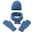 thumbnail image 1 of YAYUBA Womens Winter Beanie Scarf Gloves Set, Pom Pom Hat with Warm Lined Long Knit Scarf Touchscreen Gloves for Cold Weather, 1 of 4