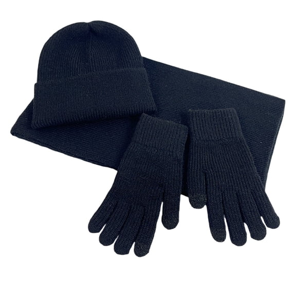 YAYUBA Womens Winter Beanie Scarf Gloves Set, Pom Pom Hat with Warm Lined Long Knit Scarf Touchscreen Gloves for Cold Weather