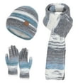 thumbnail image 1 of YAYUBA Womens Winter Beanie Scarf Gloves Set, Pom Pom Hat with Warm Lined Long Knit Scarf Touchscreen Gloves for Cold Weather, 1 of 3