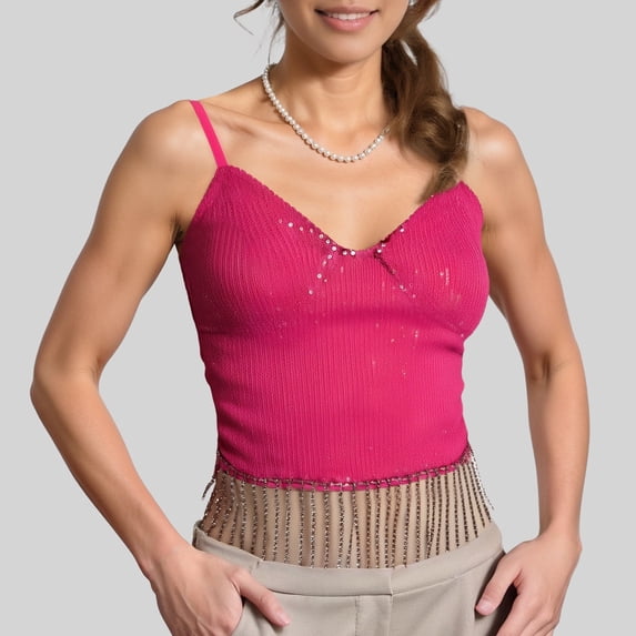 YAYUBA Workout Tank Top Women's Sequined And Chain Strapless Crop Top Stylish And Casual Summer Clothes 2026