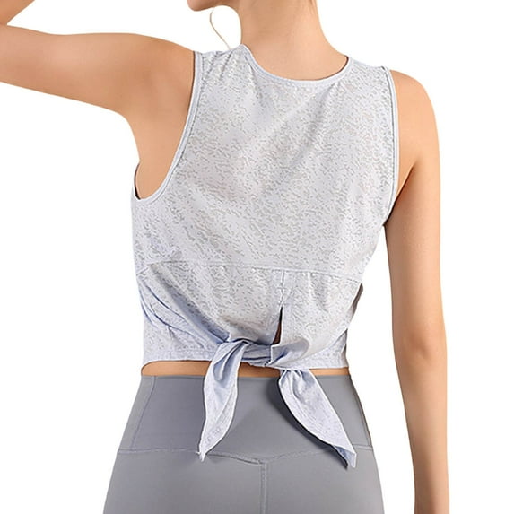 YAYUBA Yoga Tank Tops for Women's Casual Short Sleeve T Shirt Comfortable Round Neck Tee for Sports And Wear Lightweight Breathable SummerTop Racerback Crop Sleeveless Shirt