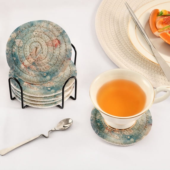 YAZAOO 6Pcs Drink Coasters With Holder 3.94Inch Goldfish in Motion Creative Coil Coaster Coasters Colors Absorbent Coasters for Drinks Coasters Set Thicken Heat for Home Table