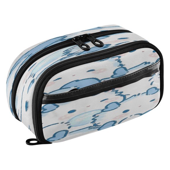 YAZAOO Azure Cuddle Cloud Pattern Waterproof Polyester PVC Pencil Case Clear Window Dual Zipper Stationery Organizer