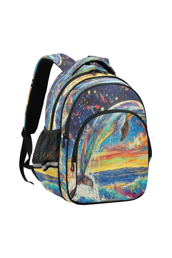 Backpack Fashio Celestial Dolphin Dance Pattern Suitable Schoolbag Traveling Bag