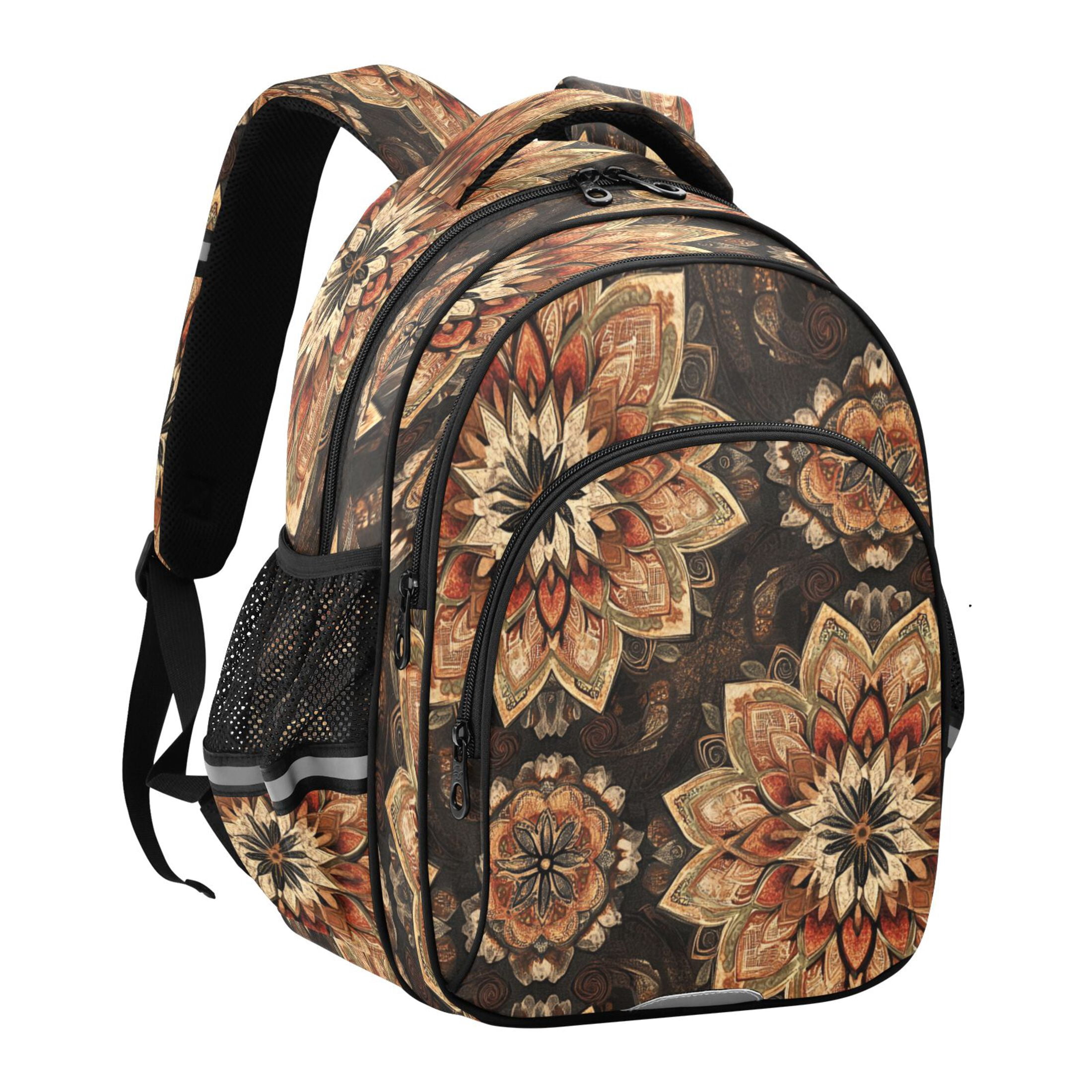Elegant Brown Patterned Backpack Elevate Your Style with a Handmade Retro Floral Backpack main image 3