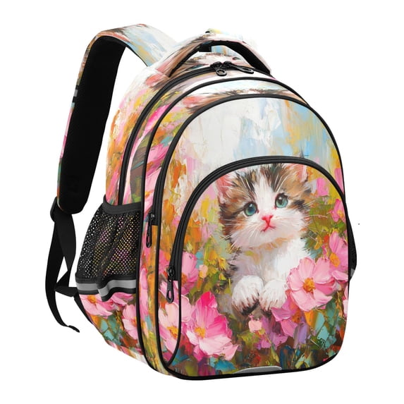 YAZAOO Backpack Fashio Floral Feline Delight Pattern Suitable Schoolbag Traveling Bag
