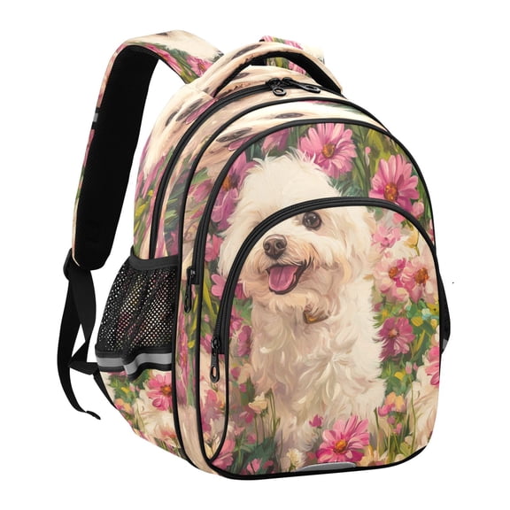 YAZAOO Backpack Fashio Floral Furry Friend Pattern Suitable Schoolbag Traveling Bag