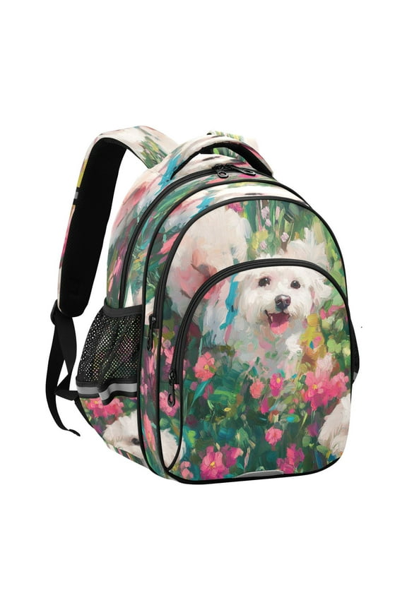 Backpack Fashio Flower Power Pup Pattern Suitable Schoolbag Traveling Bag