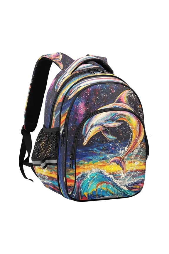 Backpack Fashio Galactic Wave Rider Pattern Suitable Schoolbag Traveling Bag