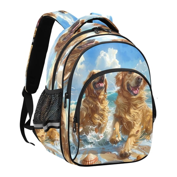 YAZAOO Backpack Fashio Golden Waves Of Joy Pattern Suitable Schoolbag Traveling Bag