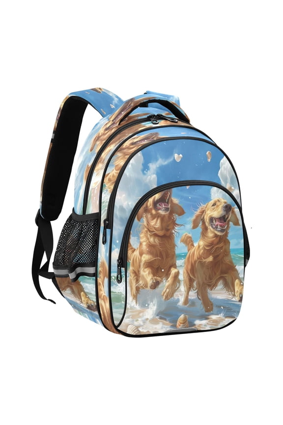 Backpack Fashio Joyful Goldens Making Waves Pattern Suitable Schoolbag Traveling Bag