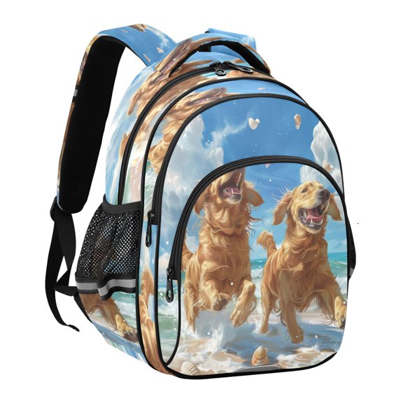 YAZAOO Backpack Fashio Joyful Goldens Making Waves Pattern Suitable Schoolbag Traveling Bag