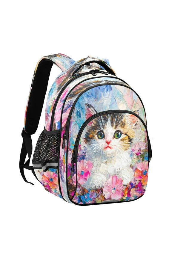 Backpack Fashio Kitten Garden Portrait Pattern Suitable Schoolbag Traveling Bag