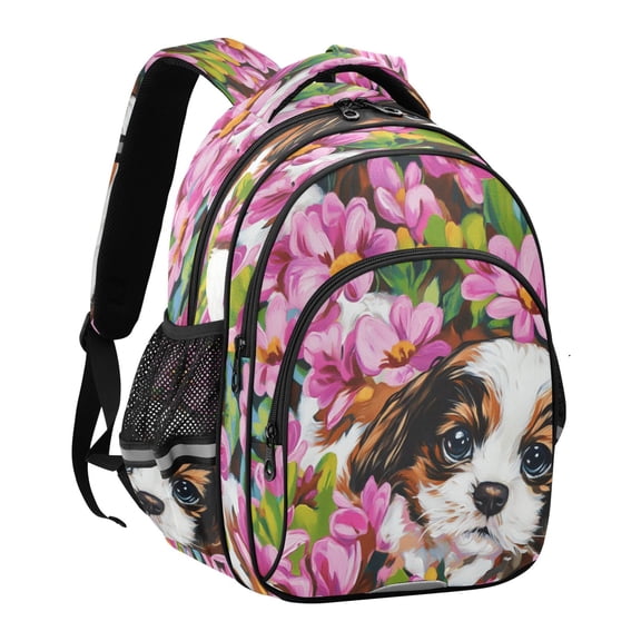 YAZAOO Backpack Fashio Puppy in Bloom Pattern Suitable Schoolbag Traveling Bag