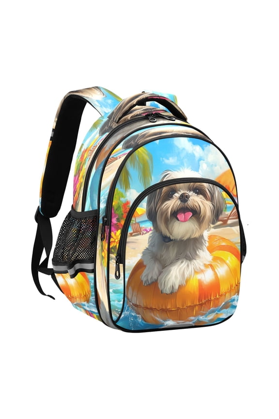 Backpack Fashio Sunny Beach Pup Pattern Suitable Schoolbag Traveling Bag