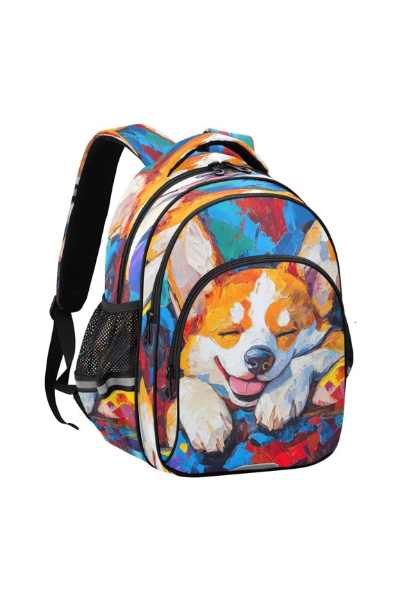 Backpack Fashio The Colorful Corgi Nap Pattern Suitable Schoolbag Traveling Bag