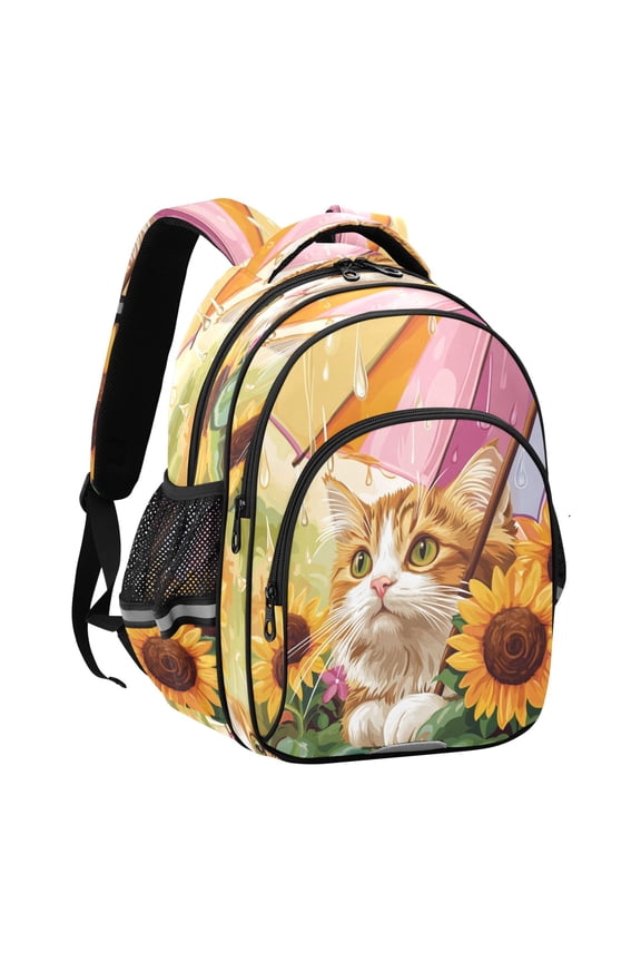 Backpack Fashio Whiskers under Rainbows Pattern Suitable Schoolbag Traveling Bag
