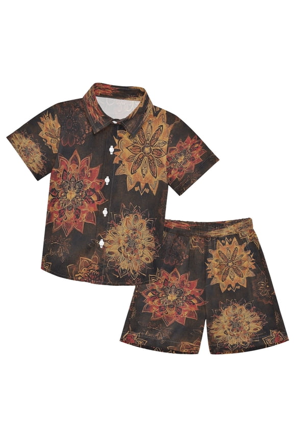 Button-Down Shirts Summer Shorts Sets Fashion Autumn Bloom Dance Pattern Casual Set