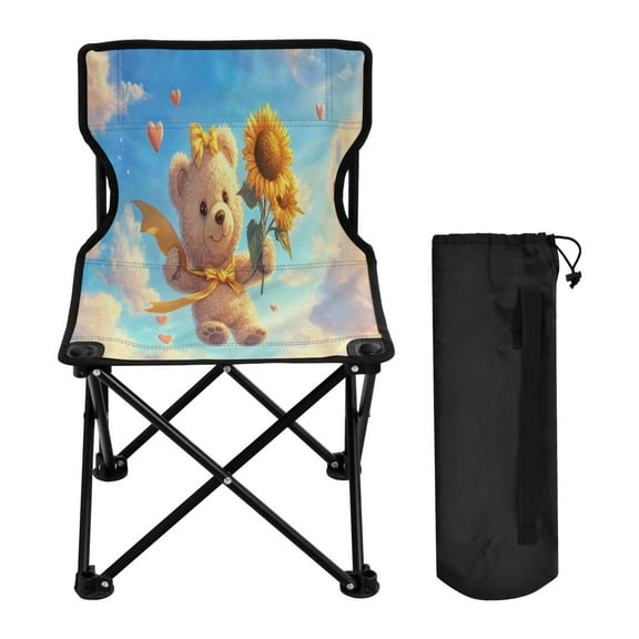 YAZAOO Camping Chairs Modern Bear with Sunflowers Pattern Folding chair