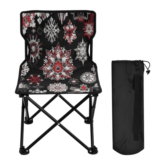 YAZAOO Camping Chairs Modern Bold Red and Black Snowflakes Pattern Folding chair