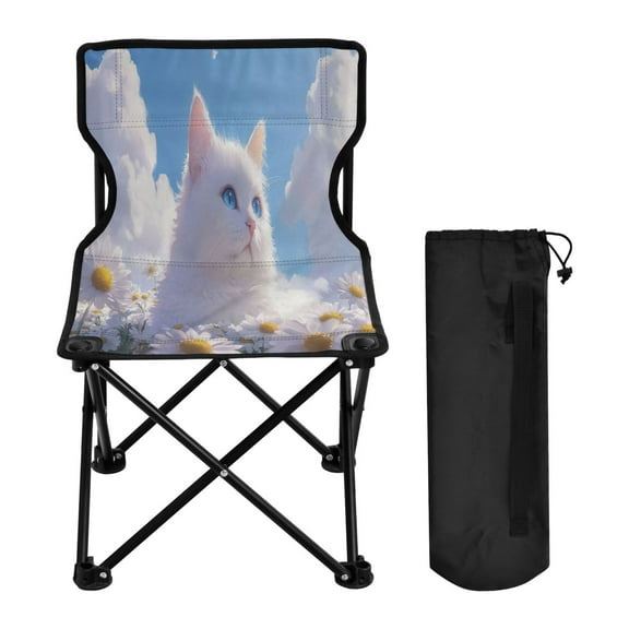 YAZAOO Camping Chairs Modern Cat Among Daisies and Clouds Pattern Folding chair