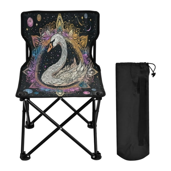 YAZAOO Camping Chairs Modern Celestial Swan in A Cosmic Garden Pattern Folding chair