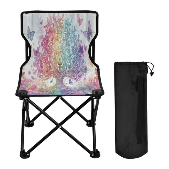 YAZAOO Camping Chairs Modern Colorful Tree and Butterflies Pattern Folding chair