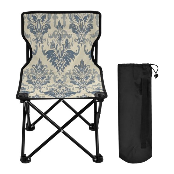 YAZAOO Camping Chairs Modern Elegant Blue Damask Pattern Pattern Folding chair