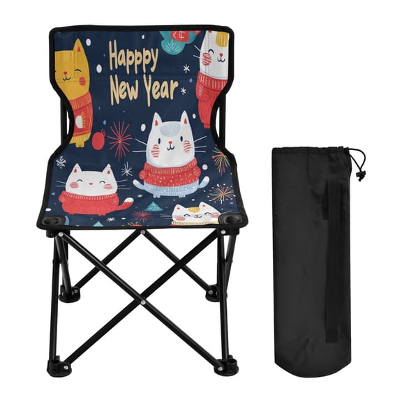 YAZAOO Camping Chairs Modern Festive Feline Cheer Pattern Folding chair
