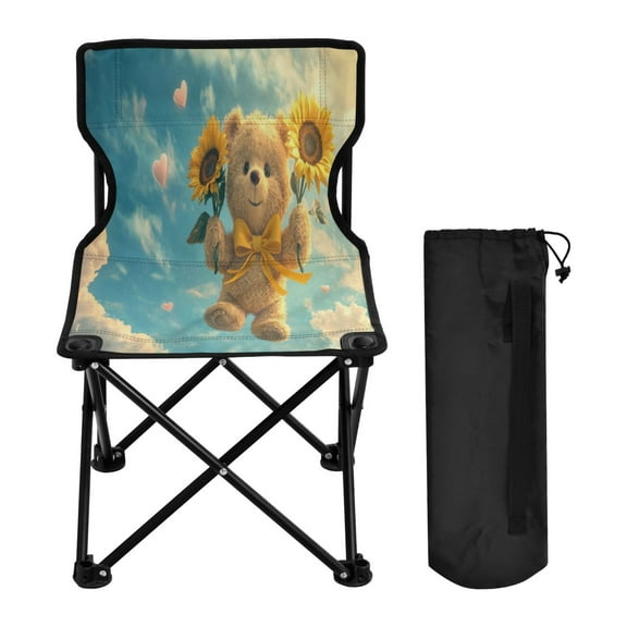 YAZAOO Camping Chairs Modern Flying Bear with Sunflowers Pattern Folding chair