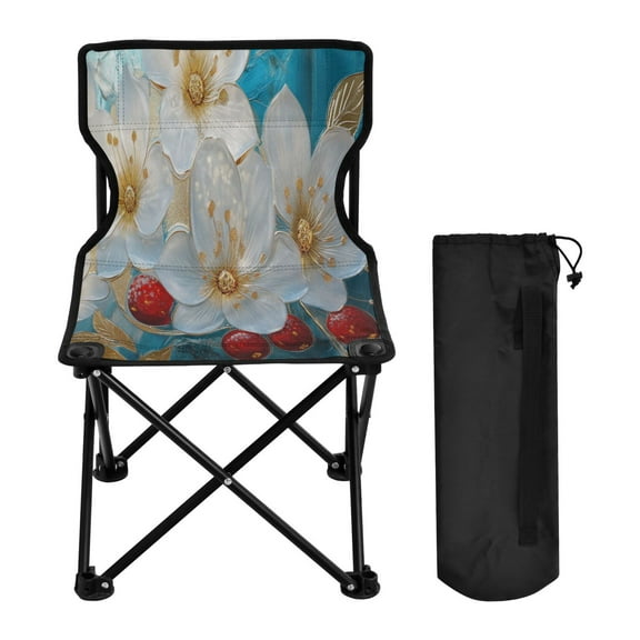 YAZAOO Camping Chairs Modern Glass Flowers with Gold Accents Pattern Folding chair