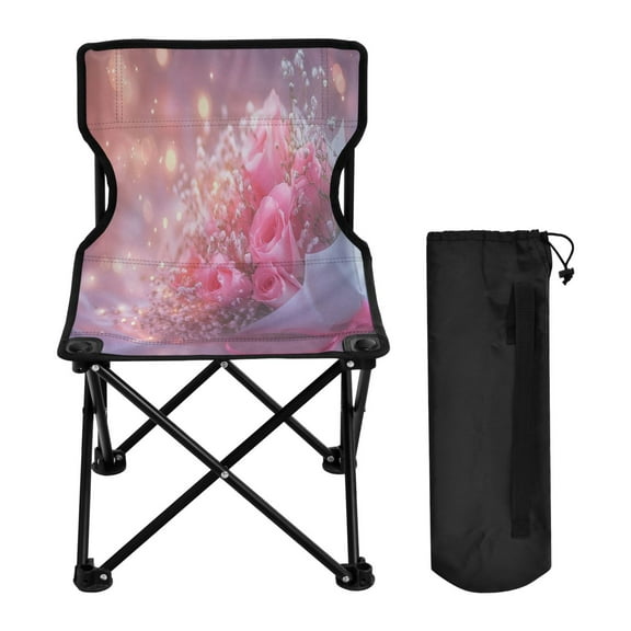 YAZAOO Camping Chairs Modern Pink Roses Bouquet with Lights Pattern Folding chair