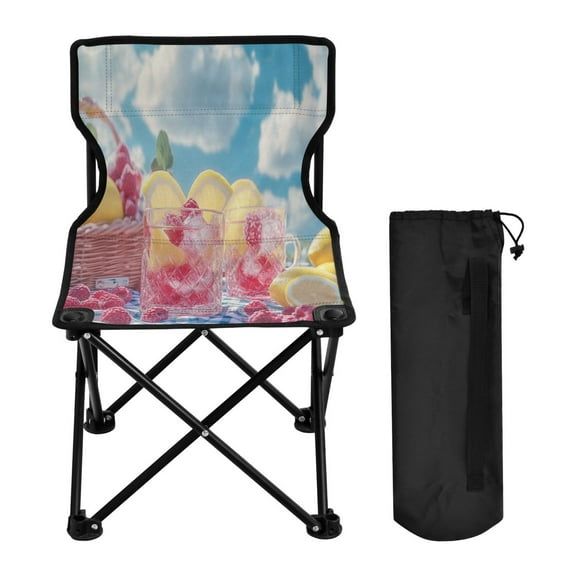 YAZAOO Camping Chairs Modern Raspberry Lemonade Summer Drink Pattern Folding chair