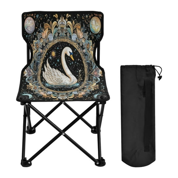 YAZAOO Camping Chairs Modern Swan in Celestial Garden Pattern Folding chair