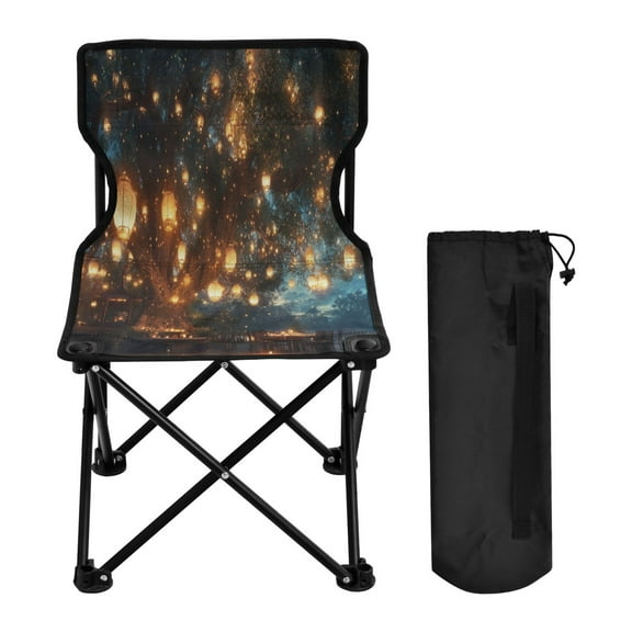 YAZAOO Camping Chairs Modern Tree with Hanging Lanterns Evening Pattern Folding chair
