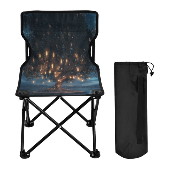 YAZAOO Camping Chairs Modern Tree with Lanterns by Lakeside Pattern Folding chair