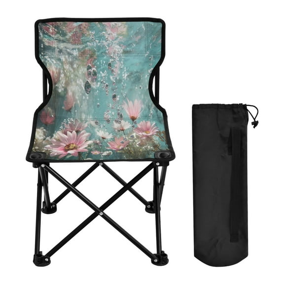 YAZAOO Camping Chairs Modern Underwater Daisies and Bubbles Pattern Folding chair