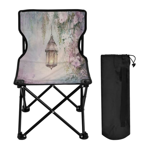 YAZAOO Camping Chairs Modern Vintage Lamp with Flowers Pattern Folding chair