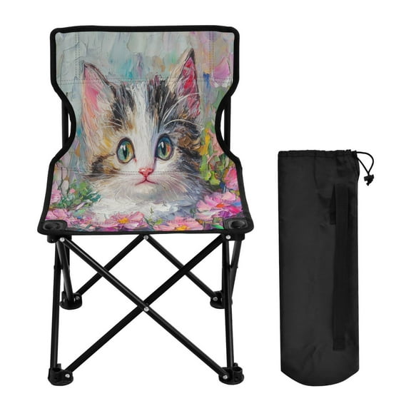 YAZAOO Camping Chairs Modern Whiskered Wonder in Petals Pattern Folding chair