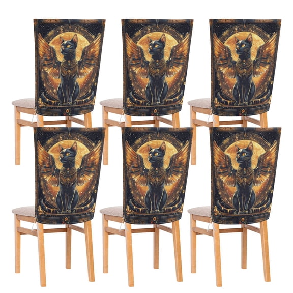 YAZAOO Chair Covers Set Home Kitchen Black Wing Cat Party Decor Seat Back Cover Protector