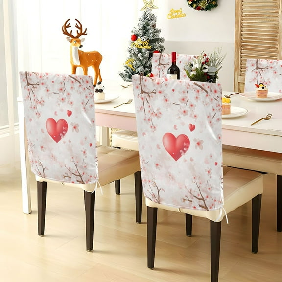 YAZAOO Chair Covers Set Home Kitchen Cherry Blossoms Party Decor Seat Back Cover Protector