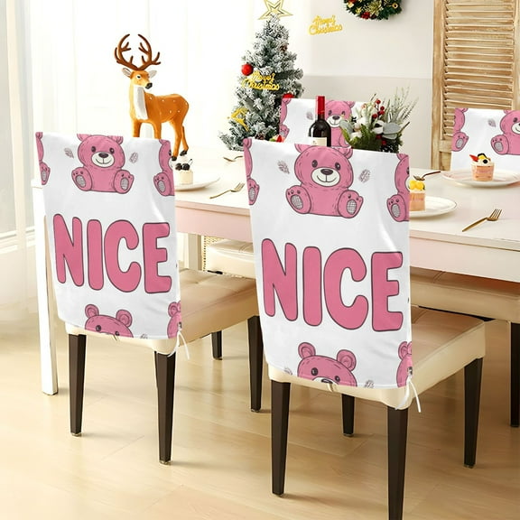 YAZAOO Chair Covers Set Home Kitchen Cute Bears Pattern Party Decor Seat Back Cover Protector