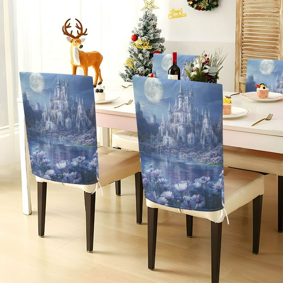 YAZAOO Chair Covers Set Home Kitchen Fantasy Palacel Pattern Party Decor Seat Back Cover Protector