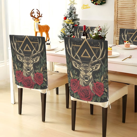 YAZAOO Chair Covers Set Home Kitchen Ffyy3_design_an_emblem_featuring_the_head_of_a_deer_with_antler_4850b562-7ea4-4947-ab3a-198f8253fd9b Party Decor Seat Back Cover Protector