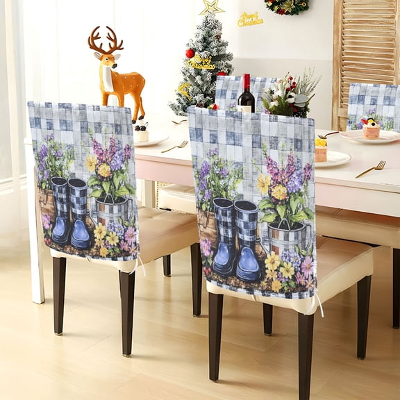 YAZAOO Chair Covers Set Home Kitchen Garden Piald Pattern Party Decor Seat Back Cover Protector