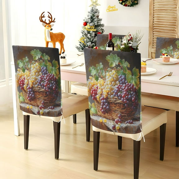 YAZAOO Chair Covers Set Home Kitchen Grapes Pattern Party Decor Seat Back Cover Protector