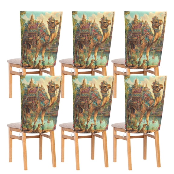 YAZAOO Chair Covers Set Home Kitchen Ornate Camel by Temples Party Decor Seat Back Cover Protector